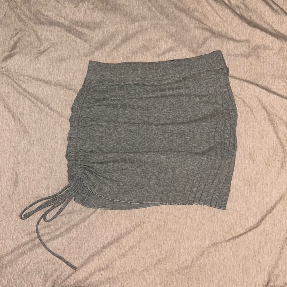 SHEIN Gray Ruched Mini Skirt